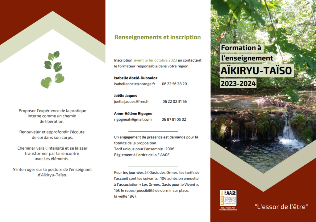 aïkiryu-taïso programme 2023-2024 aïkido pratique interne Kobayashi