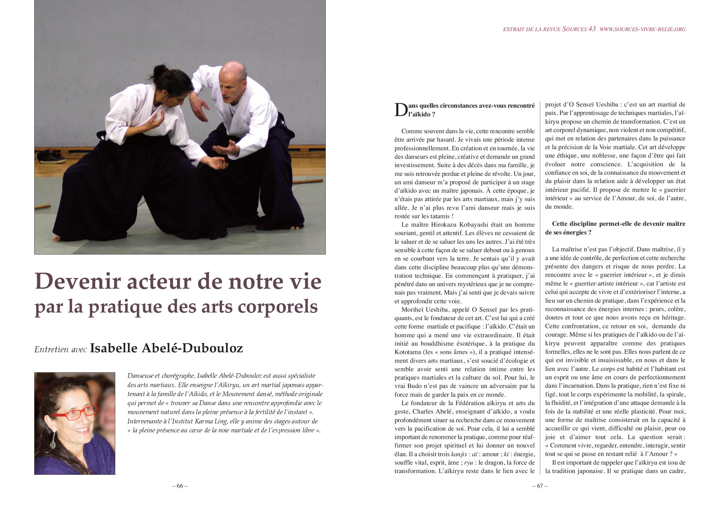 Article paru dans Sources, interview d'Isabelle Abelé Dubouloz