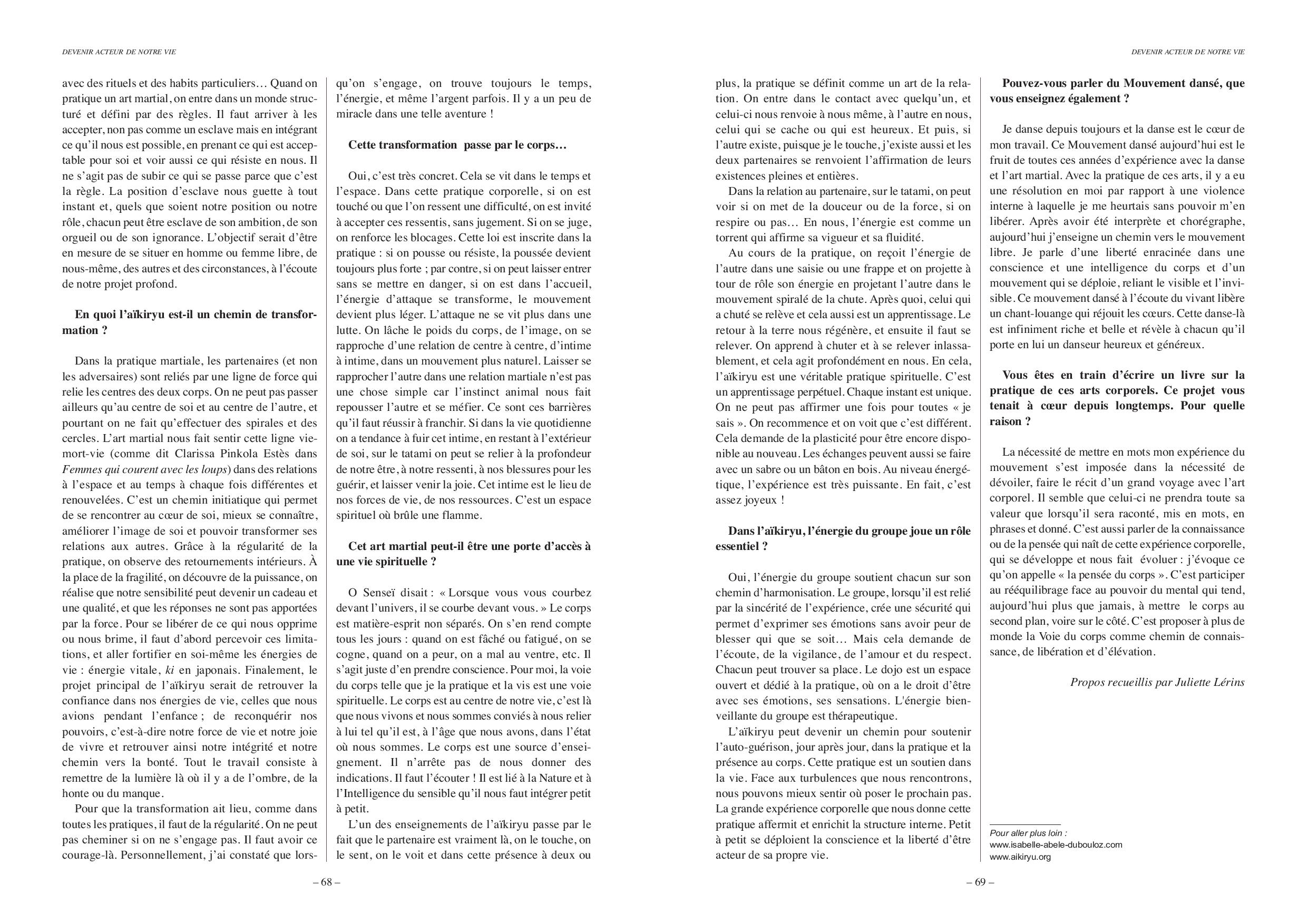 Article paru dans Sources, interview d'Isabelle Abelé Dubouloz