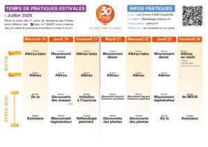 Lire la suite à propos de l’article De la parole au geste : rejoignez-nous pour la dernière semaine de pratique estivale aux Ormes !